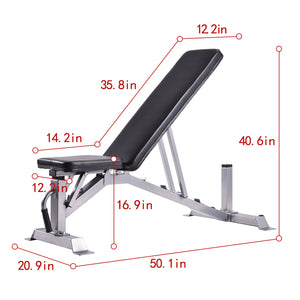 GT Deluxe Utility Weight Bench for Weightlifting and Strength Training Adjustable Sit Up AB Incline Bench Gym Equipment US-3
