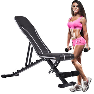 Adjustable Flat Incline Weight Bench, Utility Weight Bench, Exercise Fitness Bench for Body Workout US-4
