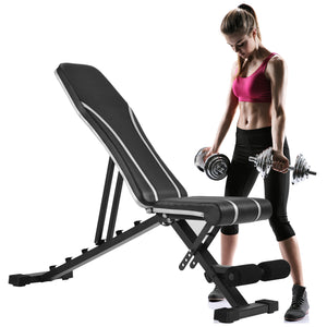 Adjustable Flat Incline Weight Bench, Utility Weight Bench, Exercise Fitness Bench for Body Workout US-4