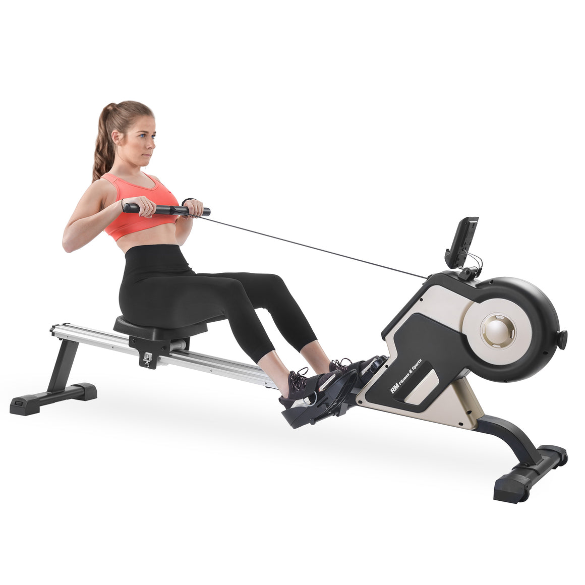 GT Magnetic Rowing Machine Compact Indoor Rower with Magnetic Tension System, LED Monitor and 8-level Resistance Adjustment Fitness Equipment for Home Gym US-1