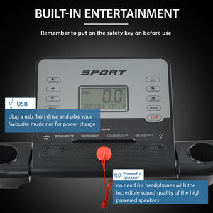 GT-4601 2.25hp treadmill home gym Diamond Pattern Silent Belt 47.25*17.75” Soft Dropping Built in Speaker US-7