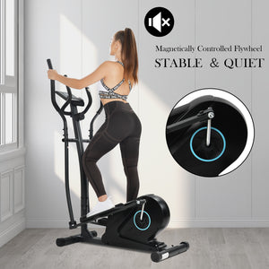 Elliptical Machine Trainer, Home Cross Trainer with LCD Monitor and Pulse Rate Grips Magnetic Smooth Quiet Driven UK-6