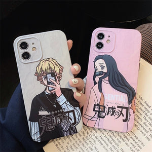 Hot INS Demon Slayer Case For Iphone 11 12 Pro 7 8Plus X XR XS Max Phone Cases Japan Anime Kimetsu No Yaiba TPU Back Cover Coque