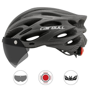 Newest Road Bike Mountain Bike Helmet with TT Lens & Visor Men Women Cycling Helmet with Rear Light Sports Mtb Bicycle Helmet