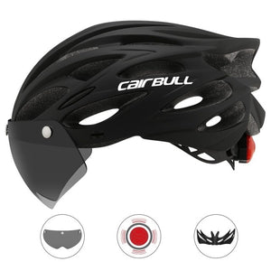 Newest Road Bike Mountain Bike Helmet with TT Lens & Visor Men Women Cycling Helmet with Rear Light Sports Mtb Bicycle Helmet